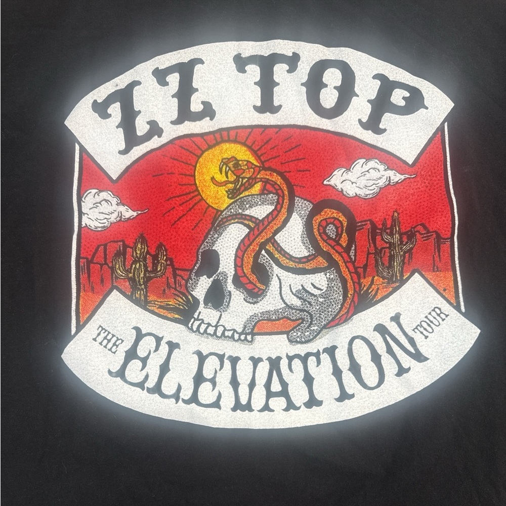 ZZ Top Elevation Tour 2024 Concert T-Shirt Black Hanes Beefy-T Cotton Band Tee